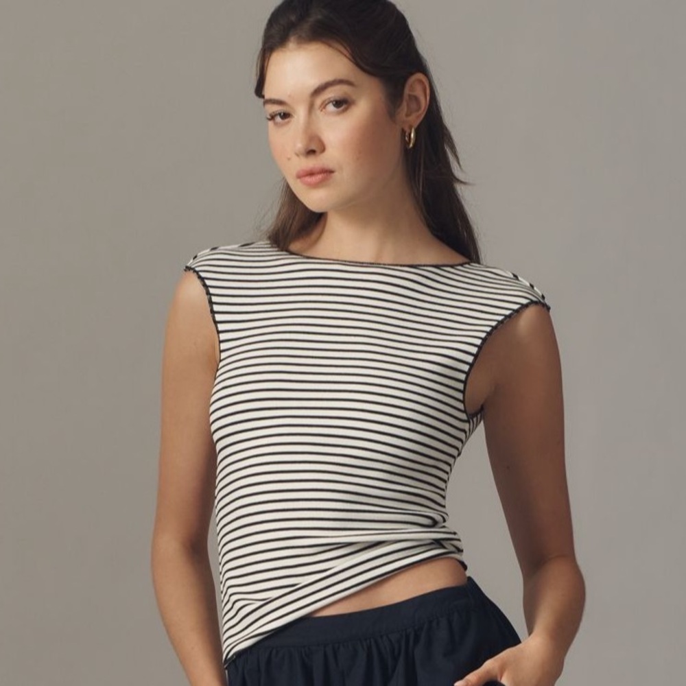 Anthropologie Maeve Fitted Cap Sleeve Top